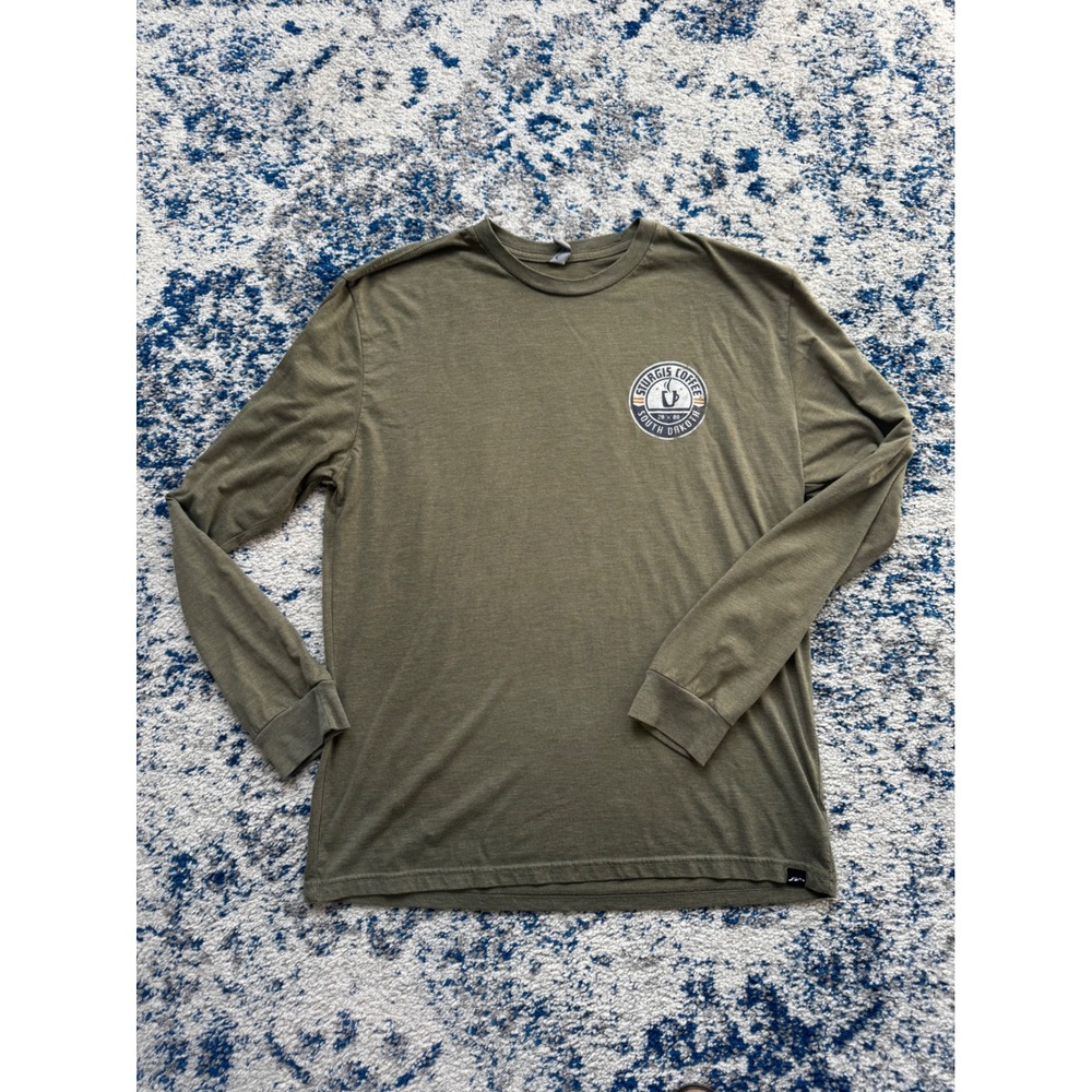 Sturgis Coffee South Dakota Long Sleeve Shirt XL Olive Green Rally Motorcycle